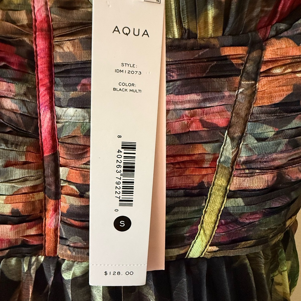 AQUA Floral Pleated Dress - Size S - Picture 3 of 3